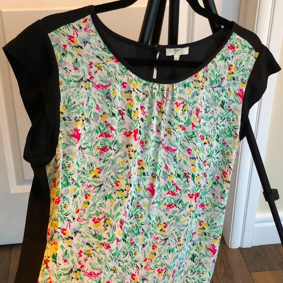 JOIE floral colour-block Silk Top - Picture 5 of 5